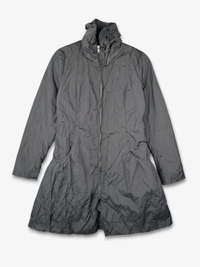 VTG UMBRALE Crinkle A Line Jacket XS Graphite Fleece Lined Ruffle Collar Y2K‎